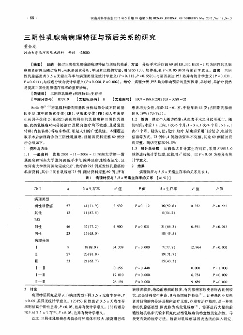 三阴性乳腺癌病理特征与预后关系的研究