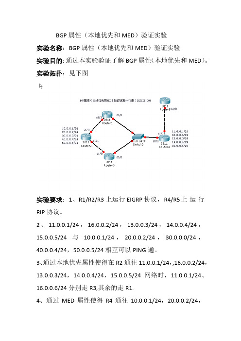 BGP属性(本地优先和MED)验证试验