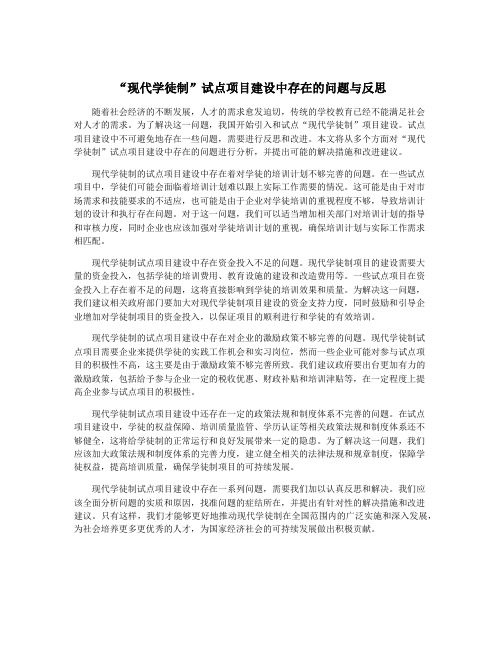 “现代学徒制”试点项目建设中存在的问题与反思