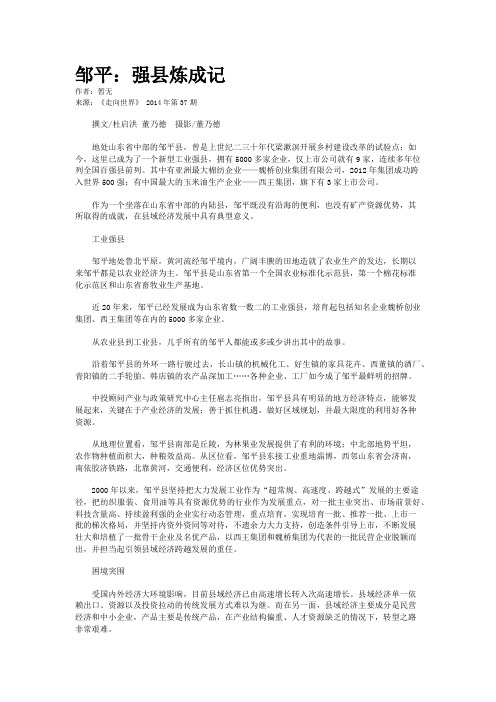 邹平：强县炼成记