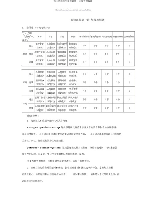 高中的高考阅读理解第一讲细节理解题