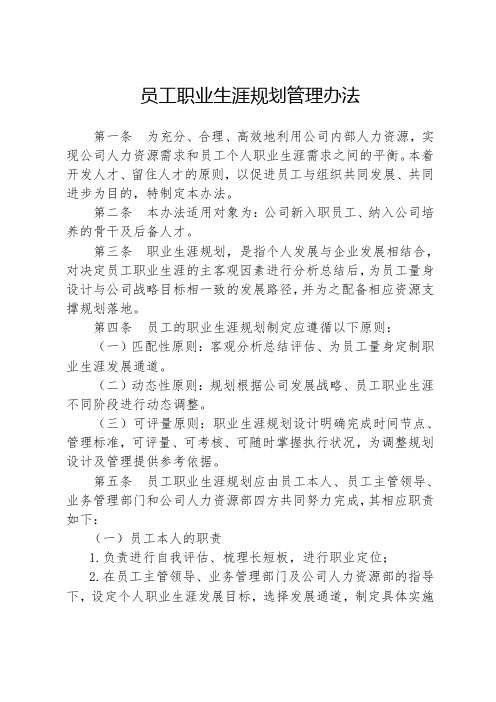 建筑央企员工职业生涯规划管理办法