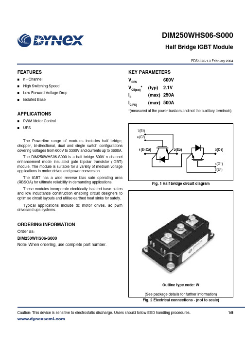 DYNEX半桥600VIGBT模块说明书