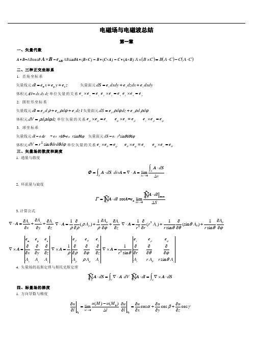 电磁场与电磁波基础知识总结