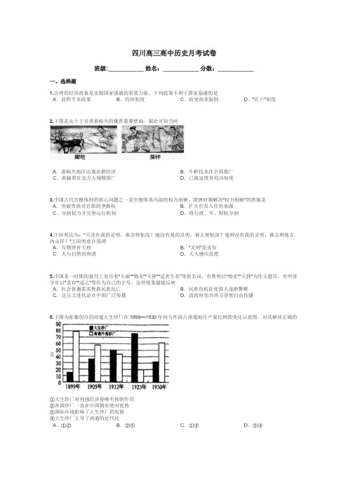 四川高三高中历史月考试卷带答案解析
