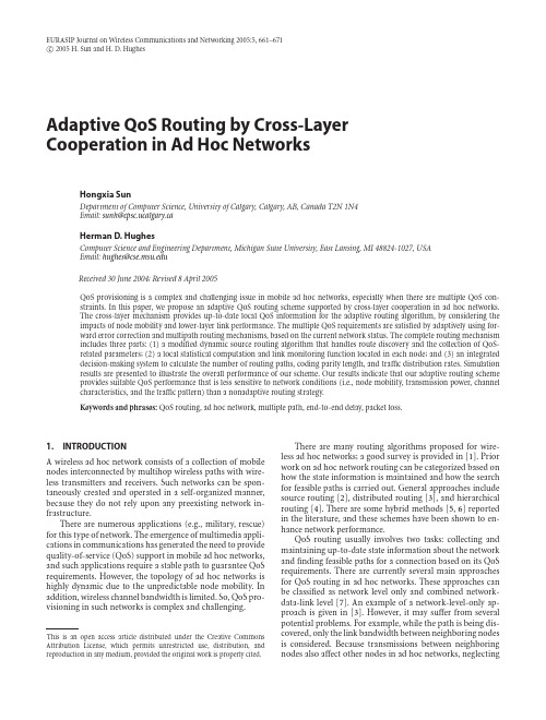 Adaptive QoS Routing by Cross-Layer Cooperation in Ad Hoc Networks