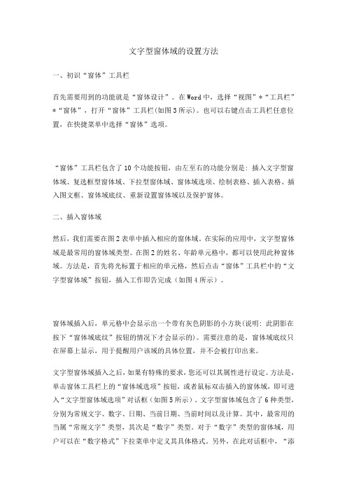 文字型窗体域的设置方法