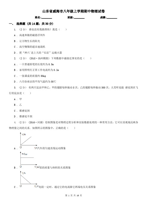 山东省威海市八年级上学期期中物理试卷