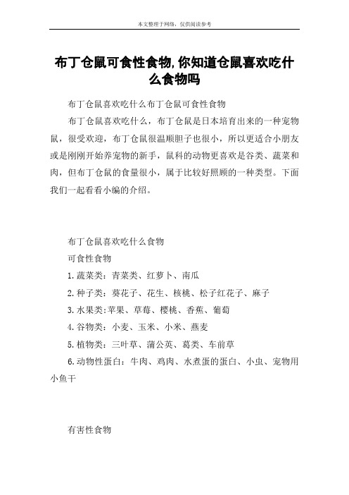 布丁仓鼠可食性食物,你知道仓鼠喜欢吃什么食物吗