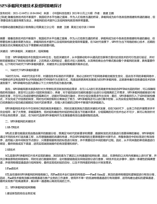 SPN承载网关键技术及组网策略探讨