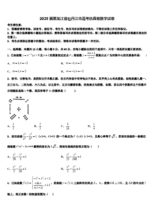 2025届黑龙江省牡丹江市高考仿真卷数学试卷含解析