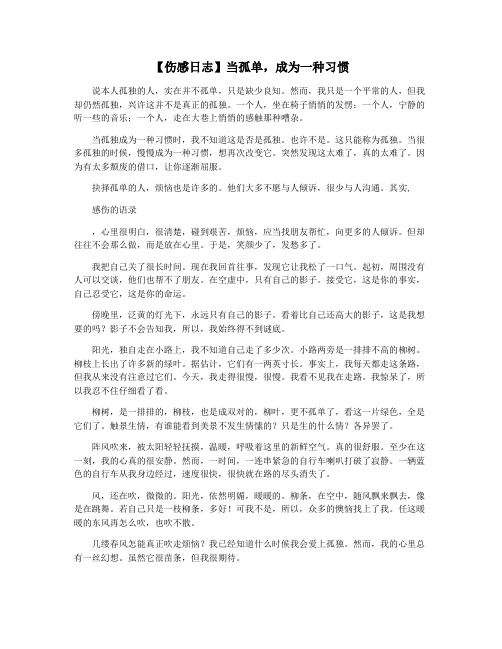 【伤感日志】当孤单,成为一种习惯