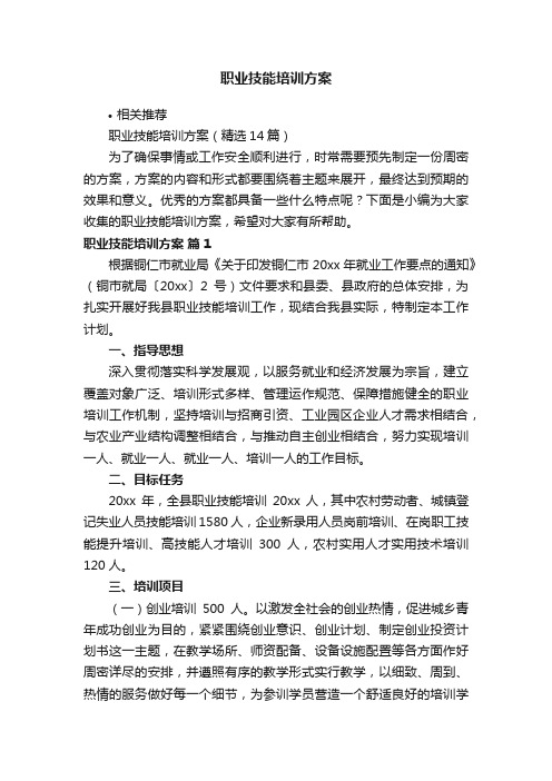 职业技能培训方案