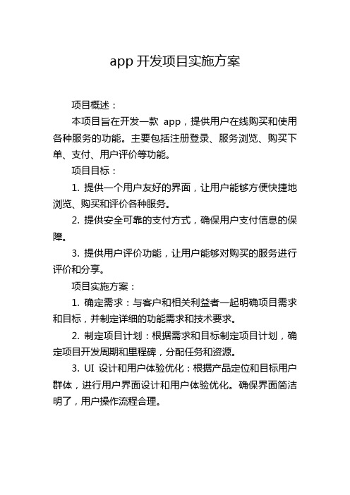 app开发项目实施方案