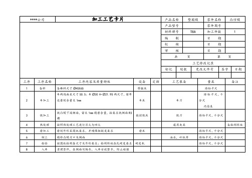 凸模加工工艺卡(参考)