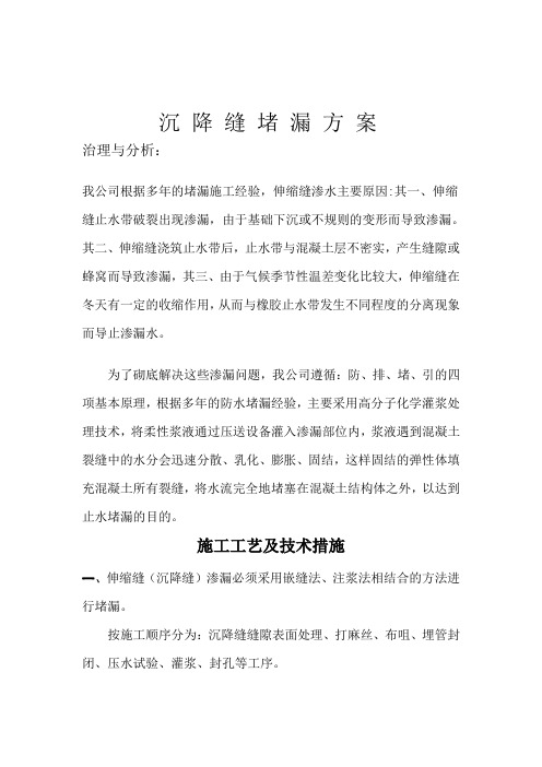 沉降缝堵漏方案