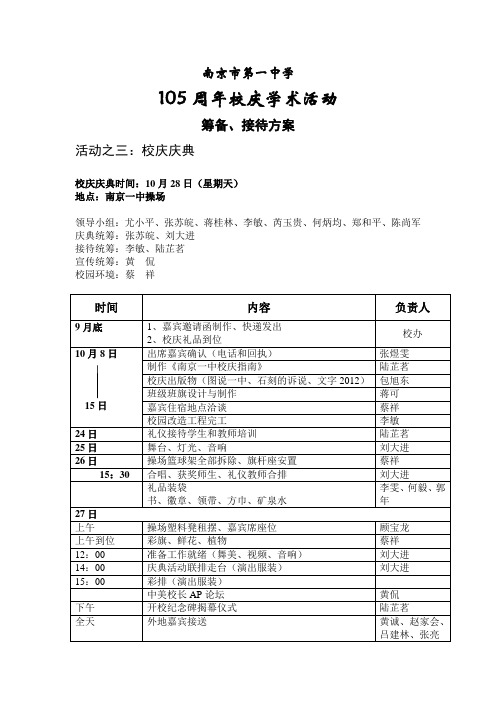 校庆筹备方案