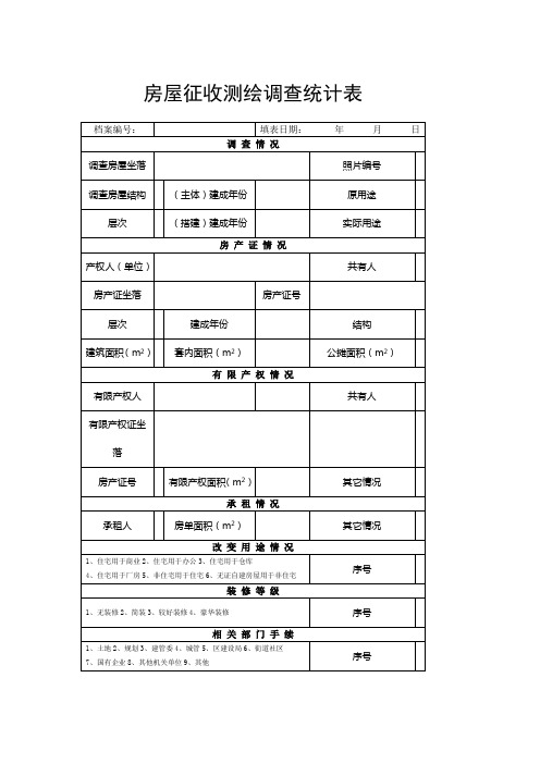 测绘征收入户调查表