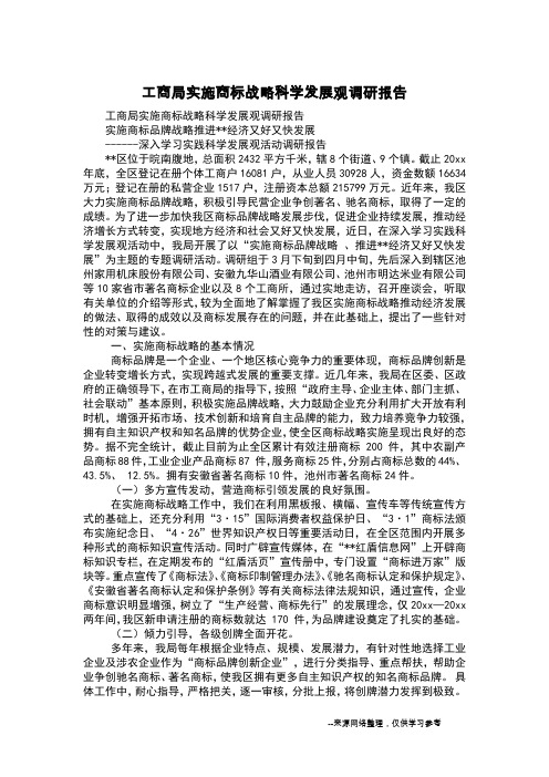 工商局实施商标战略科学发展观调研报告