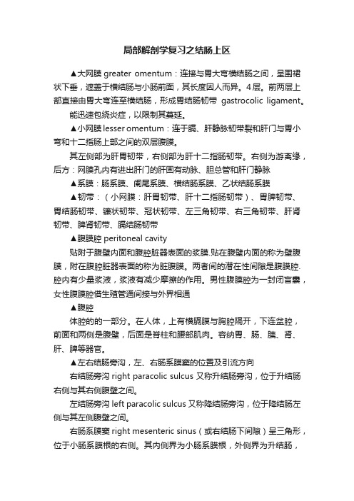 局部解剖学复习之结肠上区