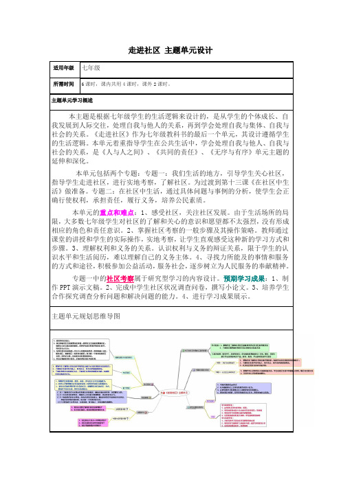 初中思想品德《走进社区》主题单元教学设计