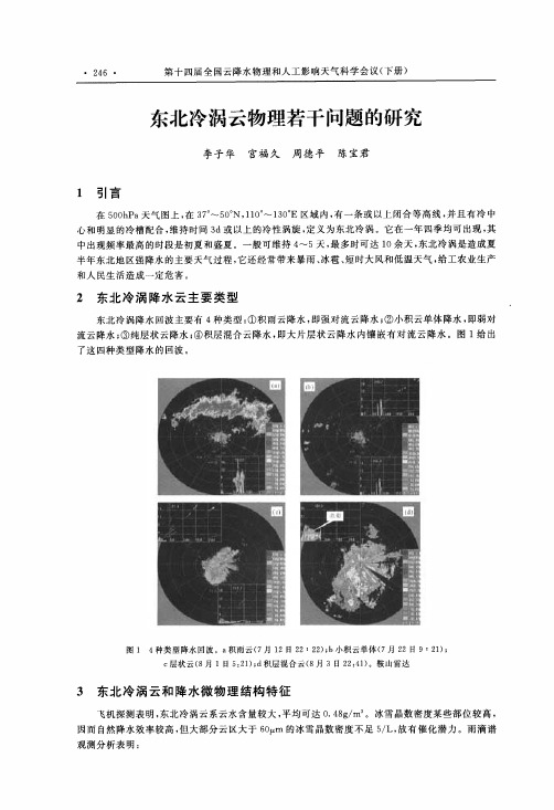 东北冷涡云物理若干问题的研究