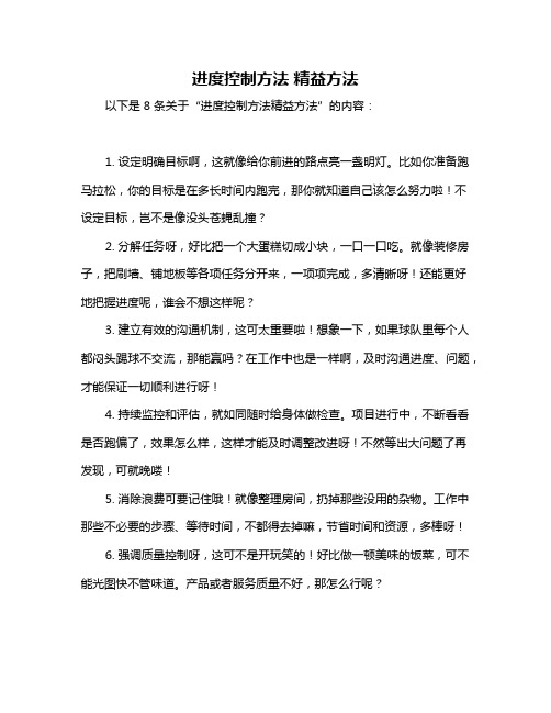 进度控制方法 精益方法