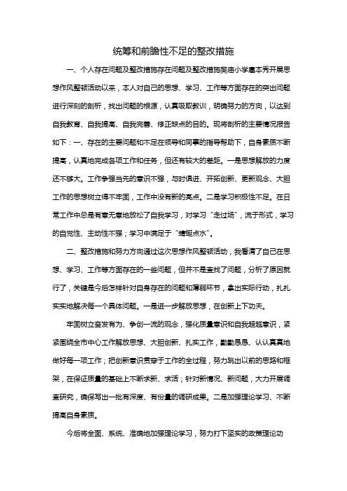 统筹和前瞻性不足的整改措施