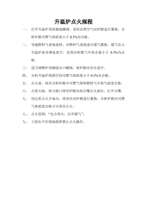 升温炉点火规程