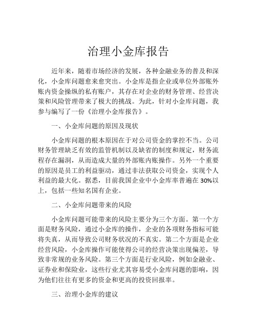 治理小金库报告