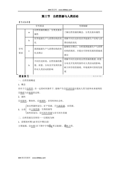 (浙江专版)2018_2019版高中地理第四章自然环境对人类活动的影响4.3自然资源与人类活动学案湘