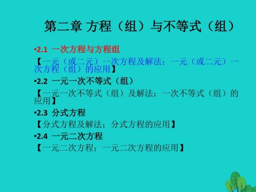 2017届中考数学 第2章 方程(组)与不等式(组)2.1 剖析