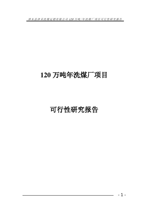 120万吨年洗煤厂项目可行性研究报告