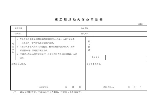 动火作业审批表