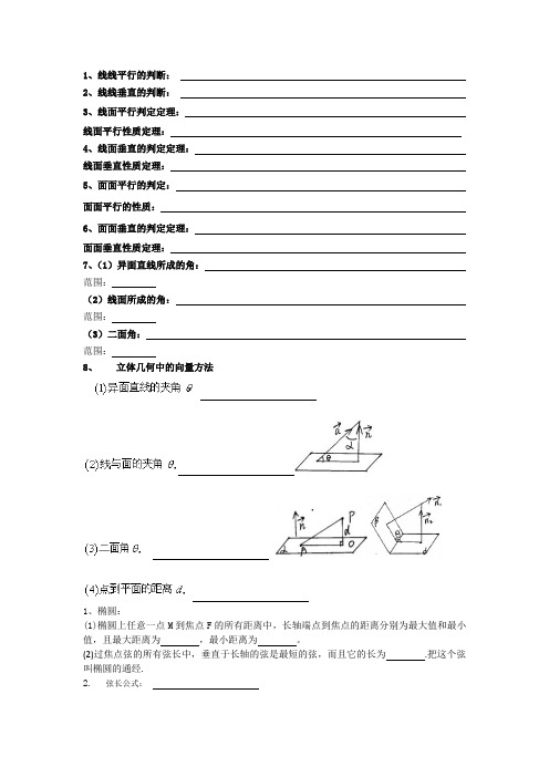 立体几何和解析几何知识点