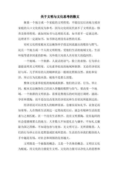 关于文明与文化思考的散文