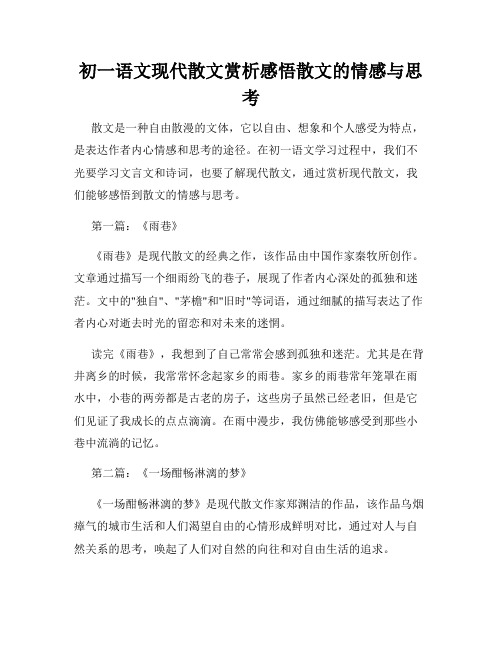 初一语文现代散文赏析感悟散文的情感与思考