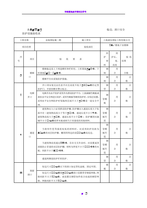 临边、洞口安全防护设施验收表