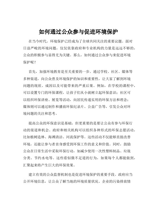 如何通过公众参与促进环境保护