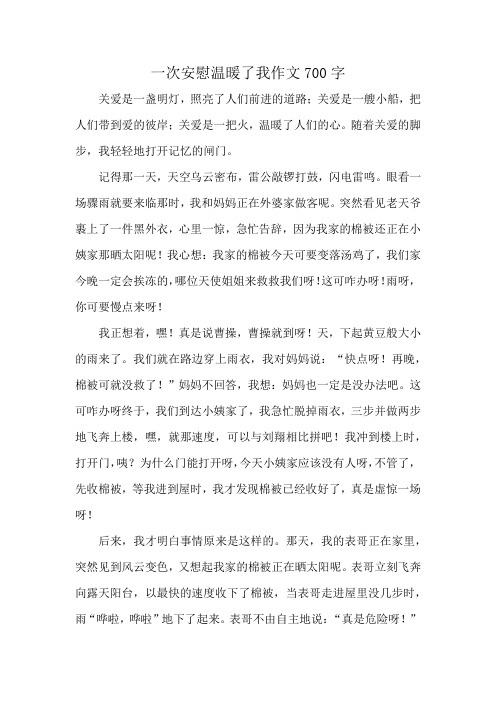 一次安慰温暖了我作文700字