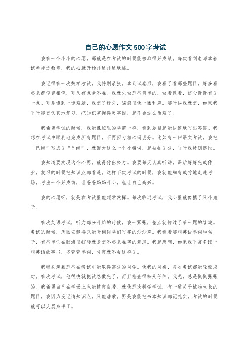 自己的心愿作文500字考试