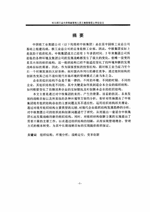 中核集团组织结构创新论文