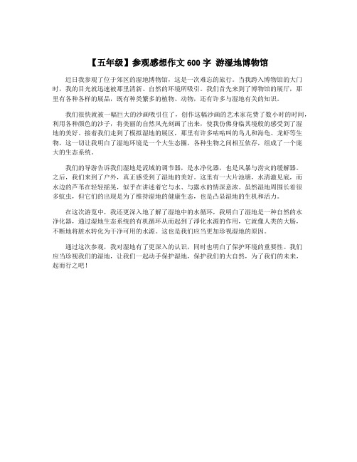 【五年级】参观感想作文600字 游湿地博物馆