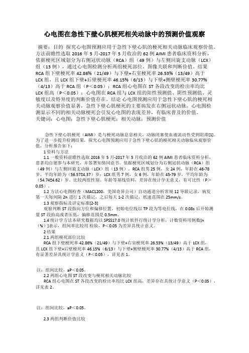 心电图在急性下壁心肌梗死相关动脉中的预测价值观察