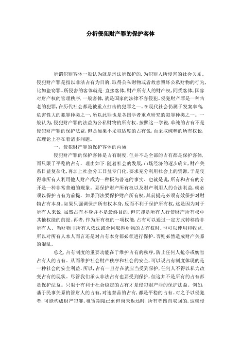 分析侵犯财产罪的保护客体