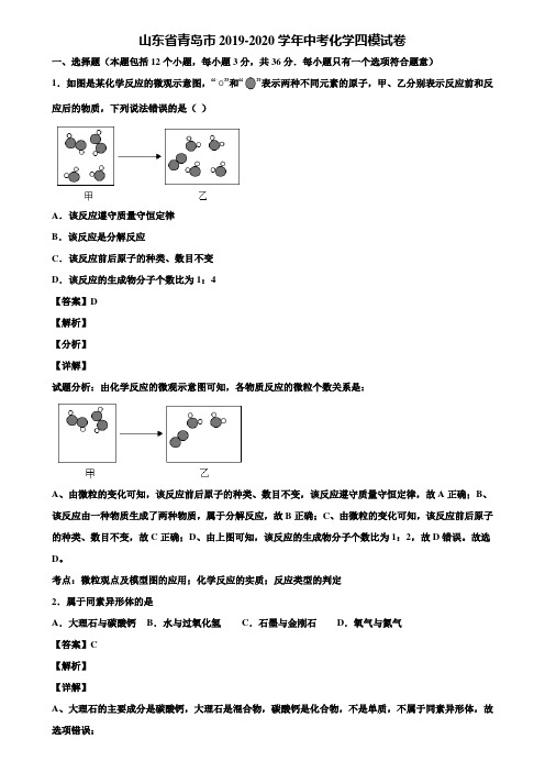 山东省青岛市2019-2020学年中考化学四模试卷含解析