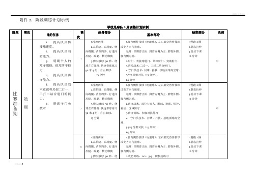 足球阶段训练计划示例