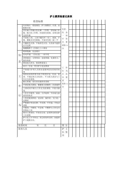 护士素质检查表3