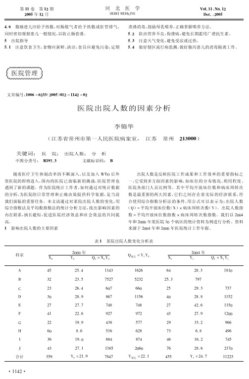 医院出院人数的因素分析