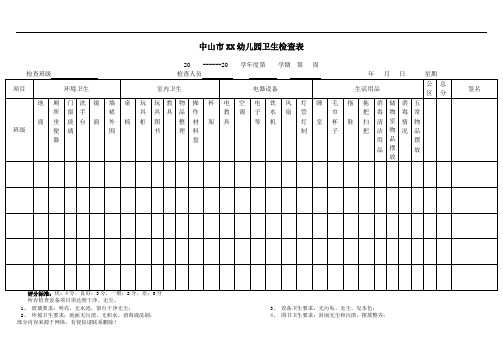 幼儿园卫生检查表7